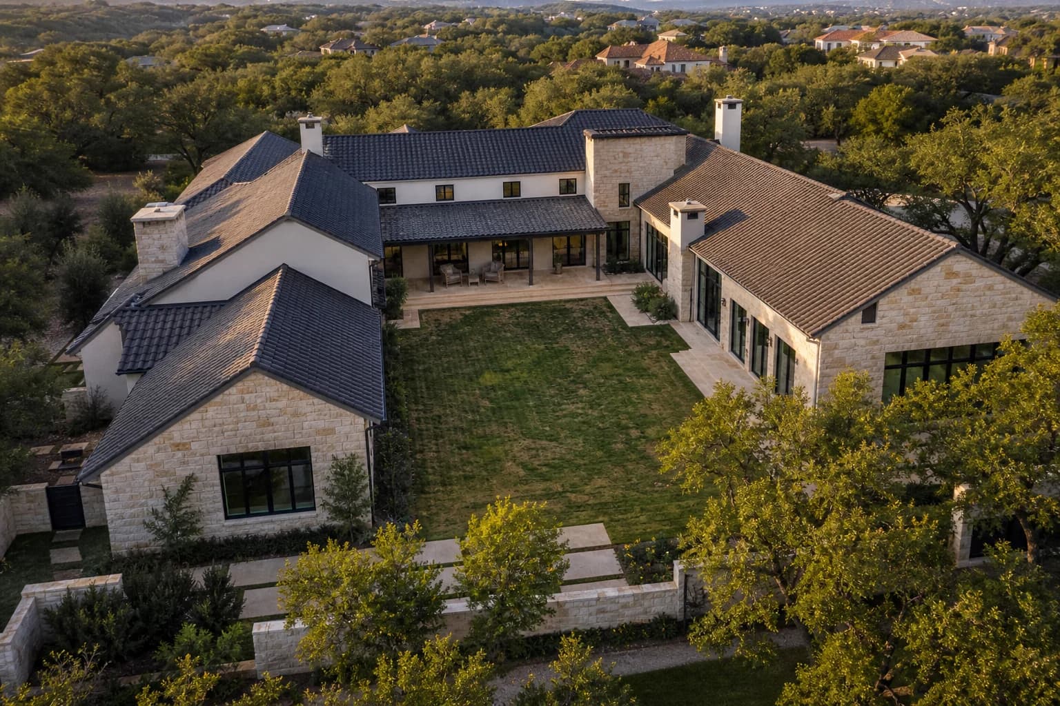 Courtyard estate before pool construction