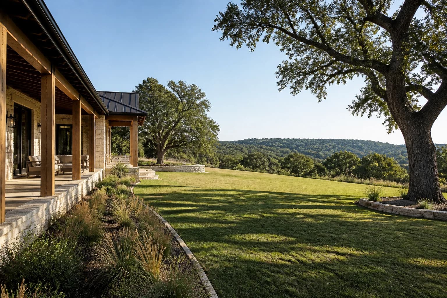 Hill Country estate lawn before pool construction
