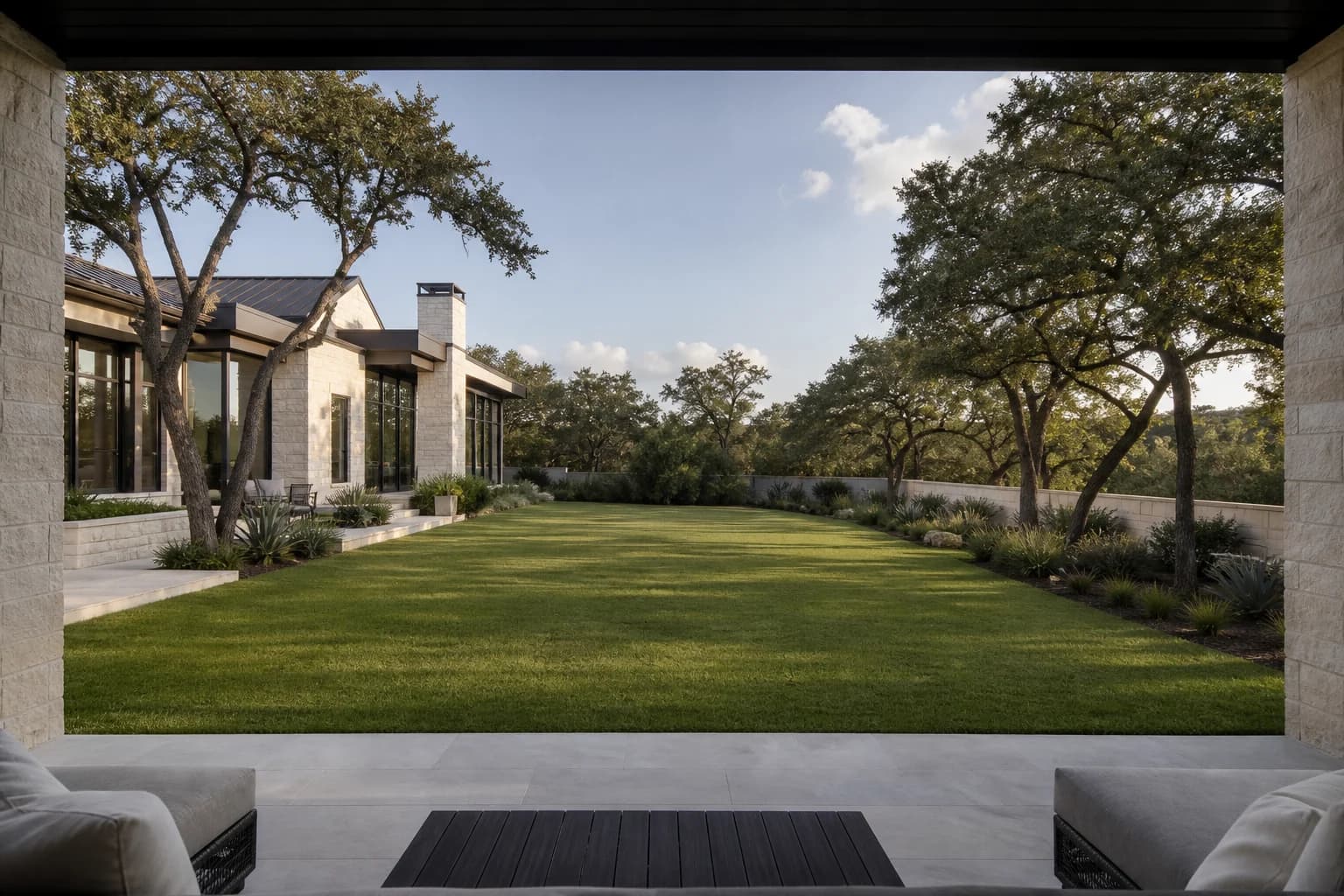 Modern Texas estate backyard before pool construction